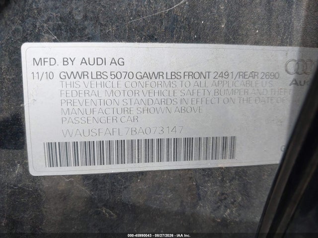 Aukcja sprzedaży 2011 Audi A4 2.0t Premium, vin: WAUSFAFL7BA073147, numer aukcji: 45990043