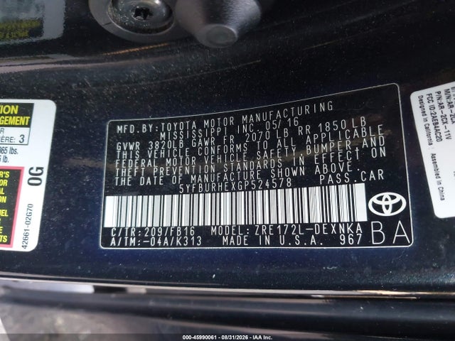 Toyota COROLLA LE 2016 5YFBURHEXGP524578 Image 9