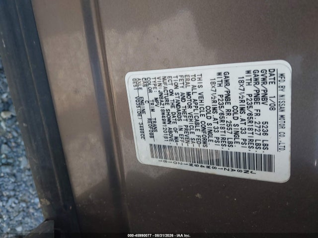 45990077 :رقم المزاد ، JN8AZ18W49W120181 vin ، 2009 Nissan Murano Sl مزاد بيع
