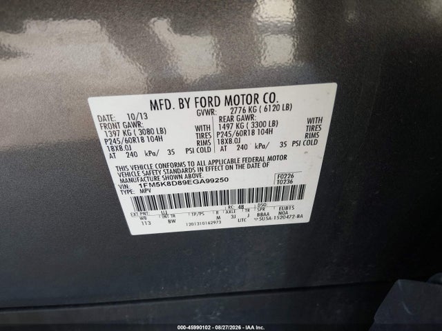 Ford EXPLORER XLT 2014 1FM5K8D89EGA99250 Image 9