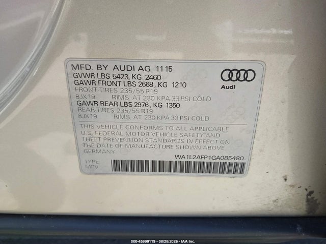 WA1L2AFP1GA085480 Audi Q5 2.0t Premium