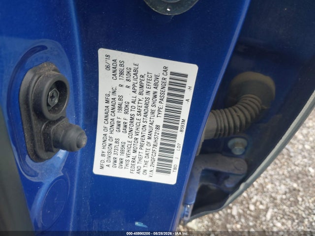 Honda CIVIC EX 2018 2HGFC2F78JH572188 Image 9