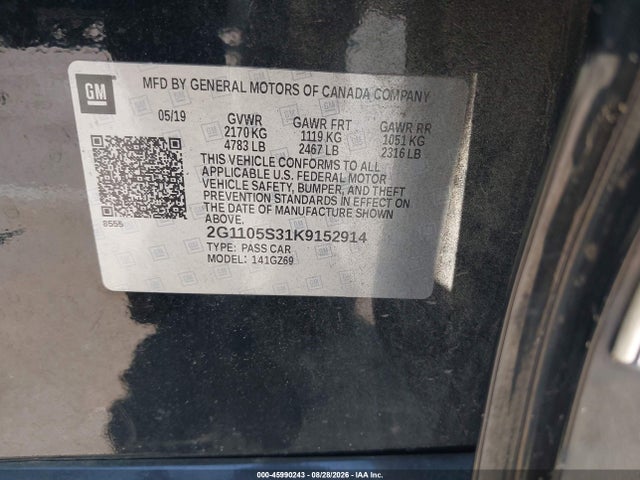 Продажа на аукционе авто 2019 Chevrolet Impala Premier, vin: 2G1105S31K9152914, номер лота: 45990243