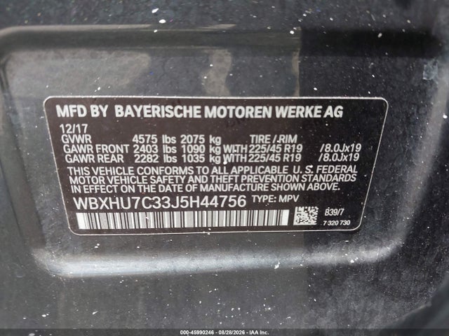 Auction sale of the 2018 Bmw X1 Sdrive28i, vin: WBXHU7C33J5H44756, lot number: 45990246