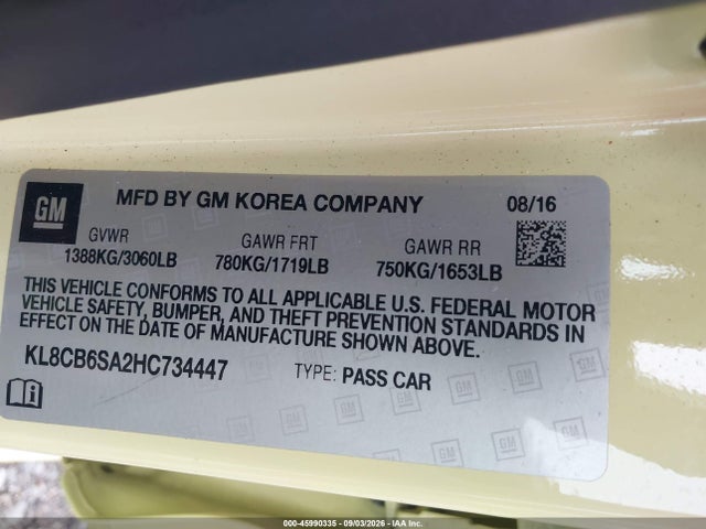 KL8CB6SA2HC734447 Chevrolet Spark Ls Cvt