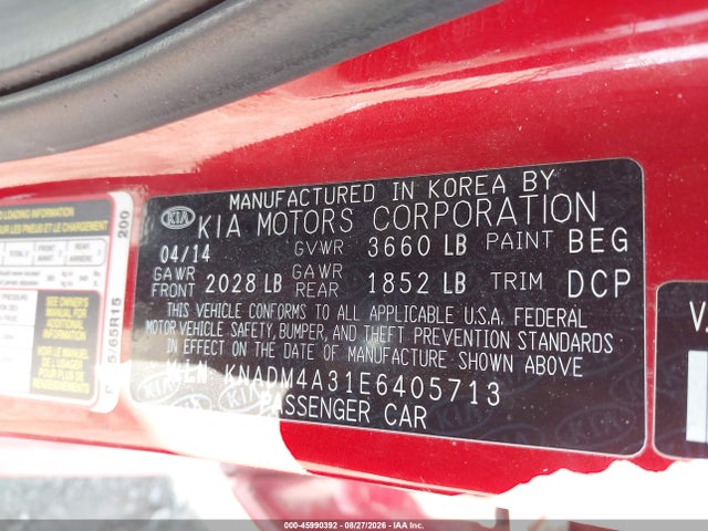 Продаж на аукціоні авто 2014 Kia Rio Lx, vin: KNADM4A31E6405713, номер лоту: 45990392