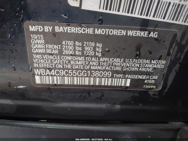 45990399 :رقم المزاد ، WBA4C9C55GG138099 vin ، 2016 Bmw 428i Gran Coupe Xdrive مزاد بيع