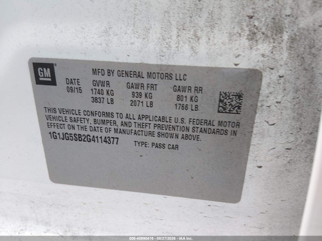 Chevrolet Sonic Rs Auto 2016 1G1JG5SB2G4114377 Image 9