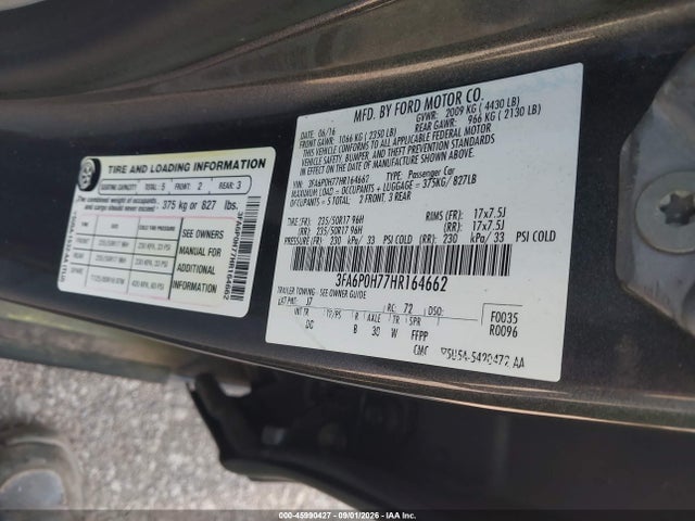 45990427 :رقم المزاد ، 3FA6P0H77HR164662 vin ، 2017 Ford Fusion Se مزاد بيع