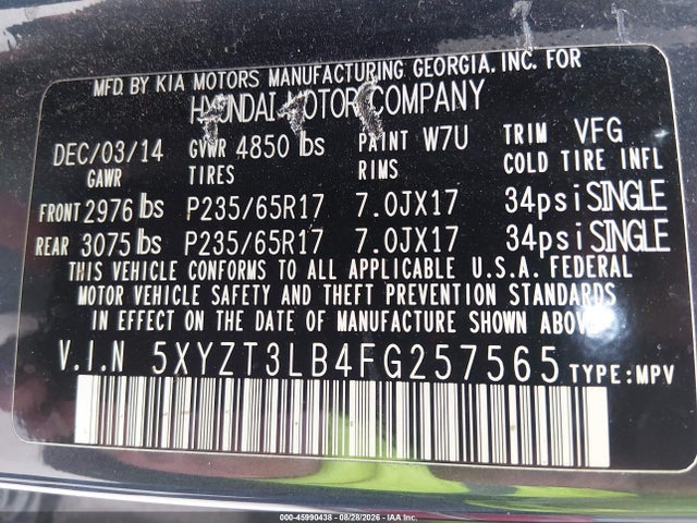 Продажа на аукционе авто 2015 Hyundai Santa Fe Sport 2.4l, vin: 5XYZT3LB4FG257565, номер лота: 45990438