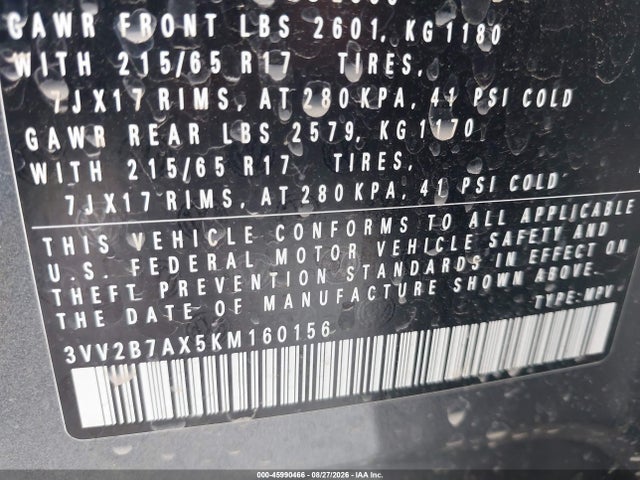 Aukcja sprzedaży 2019 Volkswagen Tiguan 2.0t Se/2.0t Sel/2.0t Sel R-line/2.0t Sel R-line Black, vin: 3VV2B7AX5KM160156, numer aukcji: 45990466