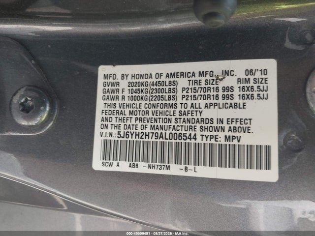 Aukcja sprzedaży 2010 Honda Element Ex, vin: 5J6YH2H79AL006544, numer aukcji: 45990491