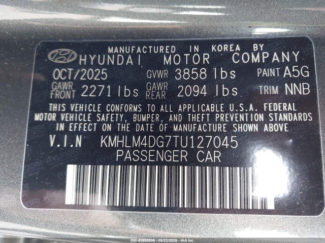 Продажа на аукционе авто 2026 Hyundai Elantra Sel Sport, vin: KMHLM4DG7TU127045, номер лота: 45990506