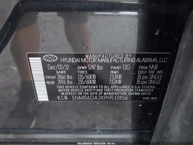 Продаж на аукціоні авто 2023 Hyundai Santa Fe Xrt, vin: 5NMS6DAJXPH532856, номер лоту: 45990525