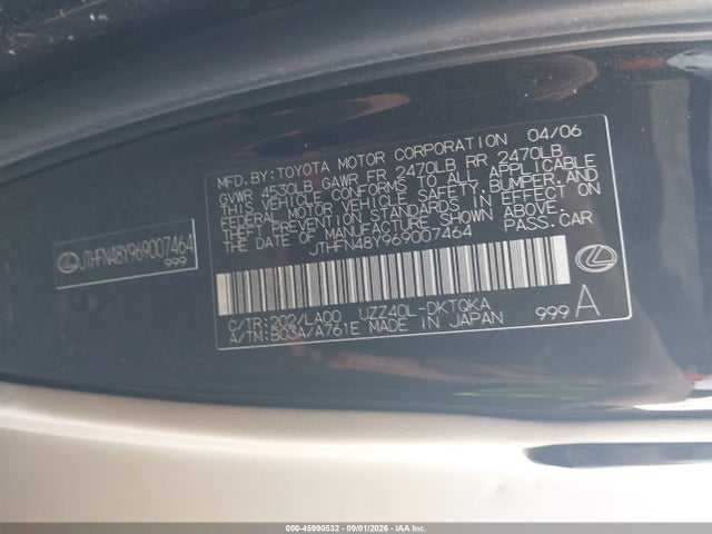 Продаж на аукціоні авто 2006 Lexus Sc 430, vin: JTHFN48Y969007464, номер лоту: 45990532