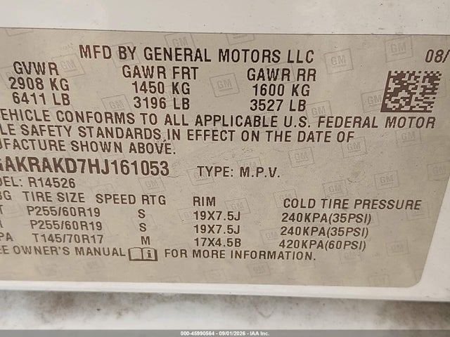 Продаж на аукціоні авто 2017 Buick Enclave Convenience, vin: 5GAKRAKD7HJ161053, номер лоту: 45990564
