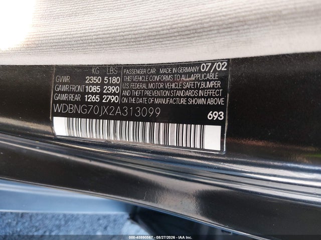 Продажа на аукционе авто 2002 Mercedes-benz S 430, vin: WDBNG70JX2A313099, номер лота: 45990567