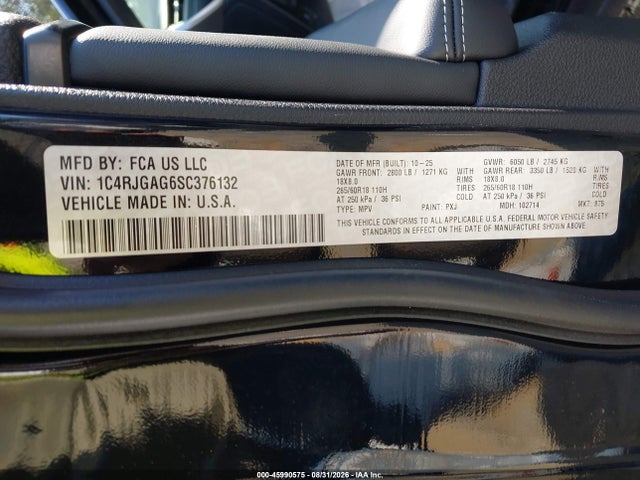Продаж на аукціоні авто 2025 Jeep Grand Cherokee Laredo X 4x2, vin: 1C4RJGAG6SC376132, номер лоту: 45990575