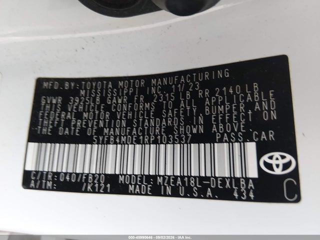 Toyota COROLLA LE 2024 5YFB4MDE1RP103537 Image 9