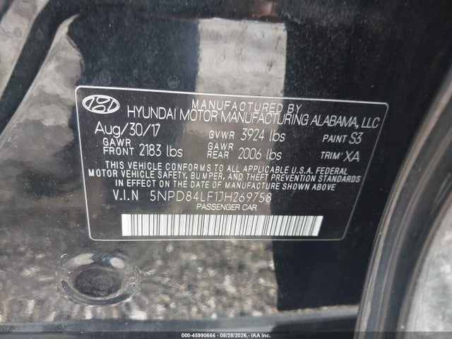 2018 Hyundai Elantra Value Edition მანქანა იყიდება აუქციონზე, vin: 5NPD84LF1JH269758, აუქციონის ნომერი: 45990666