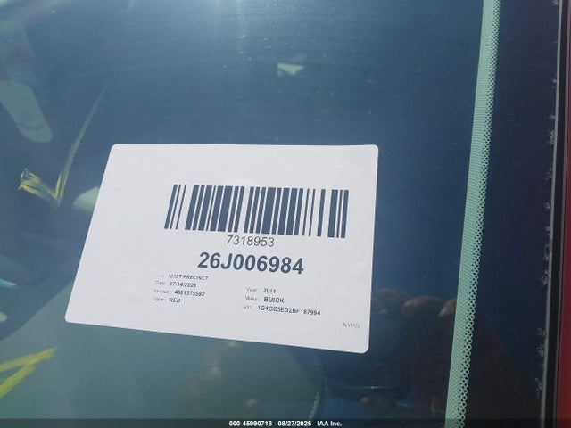 45990718 :رقم المزاد ، 1G4GC5ED2BF187994 vin ، 2011 Buick Lacrosse Cxl مزاد بيع
