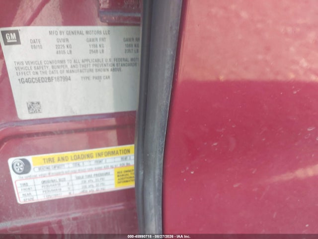 45990718 :رقم المزاد ، 1G4GC5ED2BF187994 vin ، 2011 Buick Lacrosse Cxl مزاد بيع
