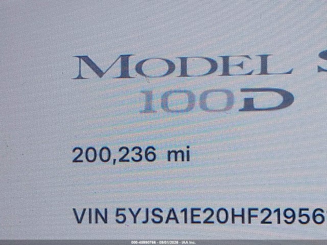 Aukcja sprzedaży 2017 Tesla Model S 100d/60d/75d/90d/p100d, vin: 5YJSA1E20HF219561, numer aukcji: 45990766