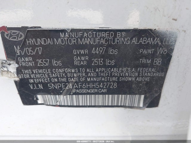 Hyundai Sonata 2017 5NPE24AF6HH542728 Image 9