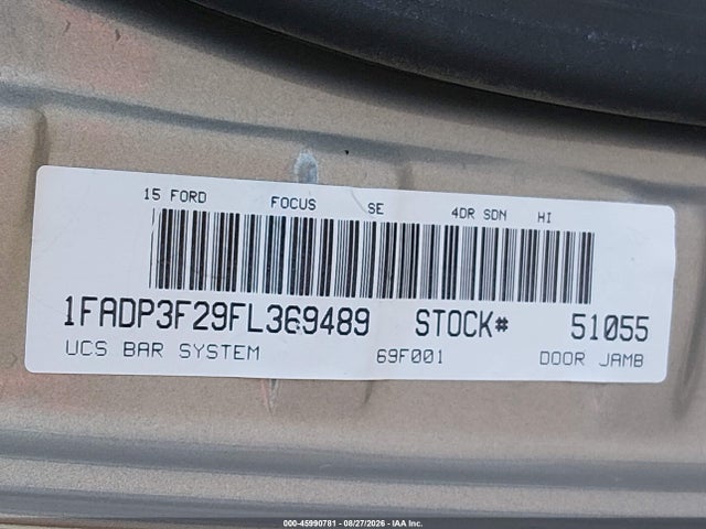 Ford FOCUS SE 2015 1FADP3F29FL369489 Image 9