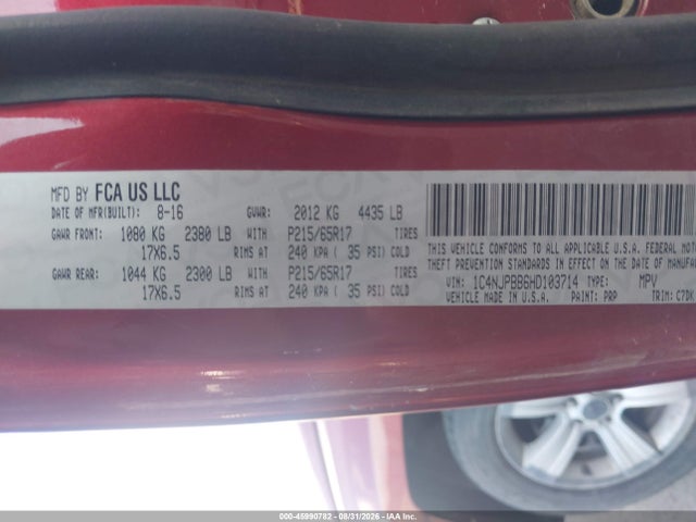 Продаж на аукціоні авто 2017 Jeep Patriot Sport Fwd, vin: 1C4NJPBB6HD103714, номер лоту: 45990782