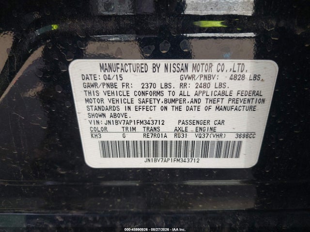 JN1BV7AP1FM343712 Infiniti Q50 Premium