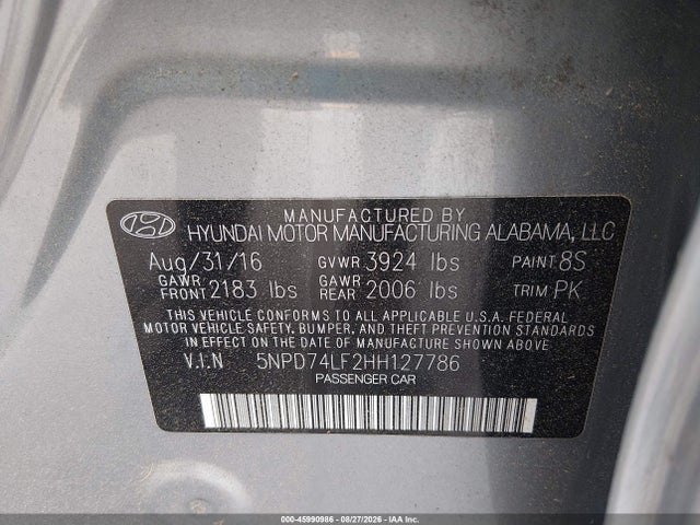Продаж на аукціоні авто 2017 Hyundai Elantra Se, vin: 5NPD74LF2HH127786, номер лоту: 45990986