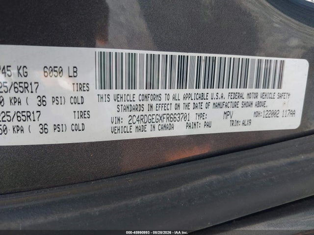 Aukcja sprzedaży 2015 Dodge Grand Caravan R/t, vin: 2C4RDGEGXFR663701, numer aukcji: 45990993