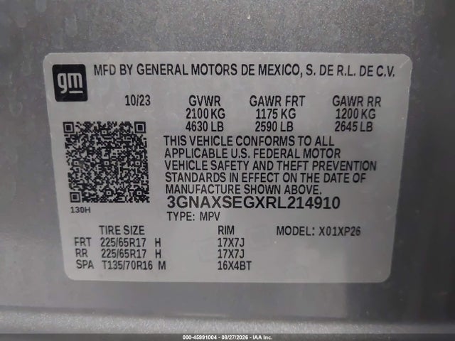 Продажа на аукционе авто 2024 Chevrolet Equinox Awd Ls, vin: 3GNAXSEGXRL214910, номер лота: 45991004