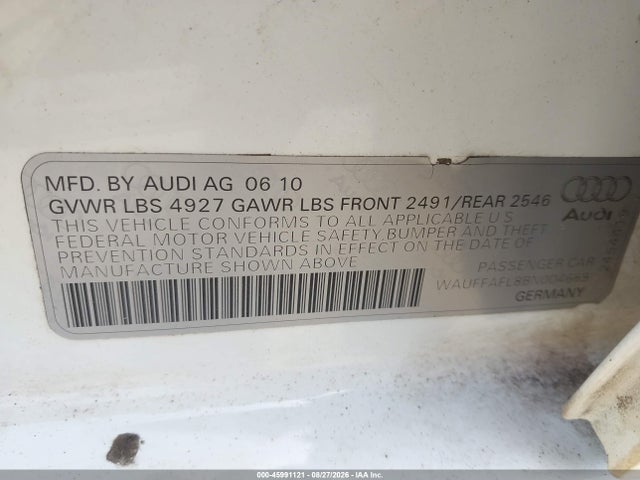 45991121 :رقم المزاد ، WAUFFAFL8BN004669 vin ، 2011 Audi A4 2.0t Premium مزاد بيع