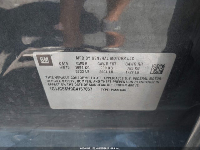 1G1JC5SH0G4157857 Chevrolet Sonic Lt Auto