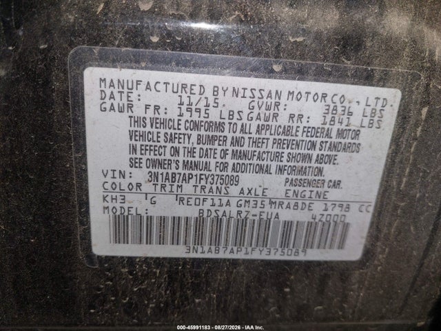 Nissan SENTRA SR 2015 3N1AB7AP1FY375089 Image 9