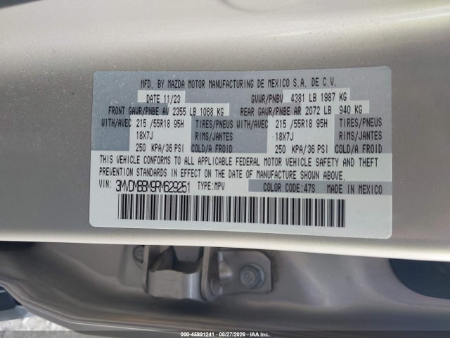 Продаж на аукціоні авто 2024 Mazda Cx-30 2.5 S Select Sport, vin: 3MVDMBBM9RM629251, номер лоту: 45991241