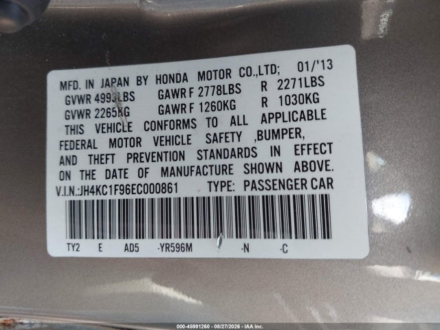 2014 Acura Rlx მანქანა იყიდება აუქციონზე, vin: JH4KC1F96EC000861, აუქციონის ნომერი: 45991260