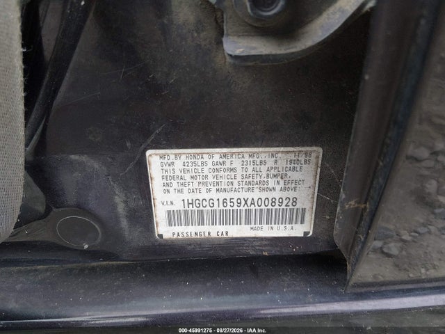 Auction sale of the 1999 Honda Accord Ex V6, vin: 1HGCG1659XA008928, lot number: 45991275