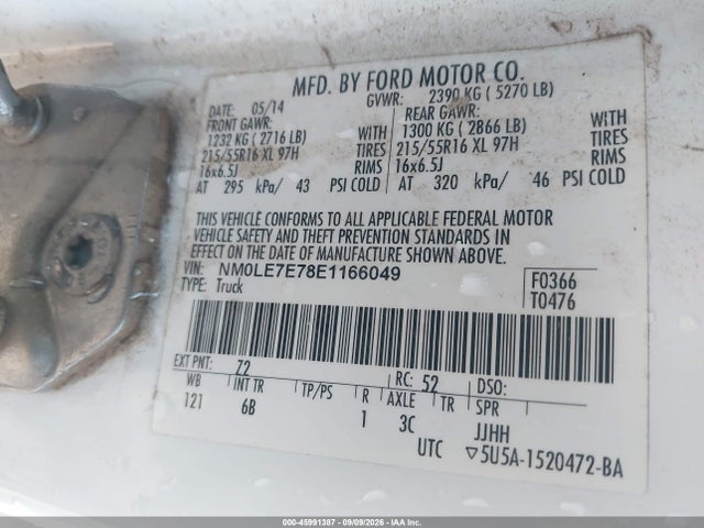 NM0LE7E78E1166049 Ford Transit Connect Xl