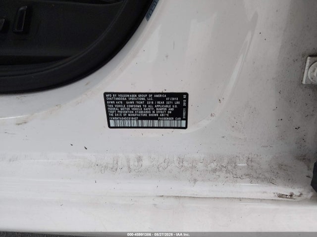 Aukcja sprzedaży 2013 Volkswagen Passat 2.5l Se, vin: 1VWBH7A34DC015427, numer aukcji: 45991386