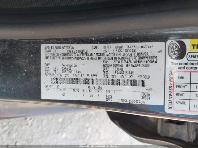Ford FIESTA SE 2017 3FADP4BJ4HM119064 Image 9