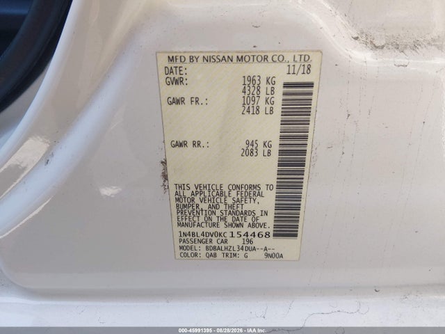 Nissan Altima 2.5 Sv 2019 1N4BL4DV0KC154468 Image 9