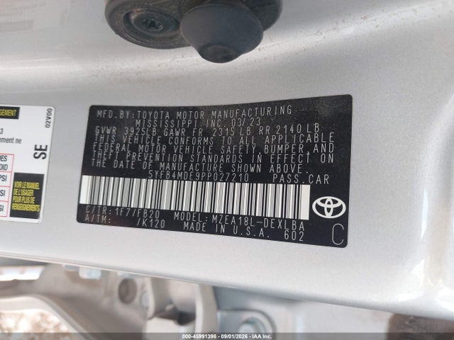 Продажа на аукционе авто 2023 Toyota Corolla Le, vin: 5YFB4MDE9PP027210, номер лота: 45991398