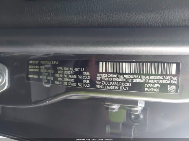 Продаж на аукціоні авто 2018 Jeep Renegade Latitude Fwd, vin: ZACCJABB9JPJ30284, номер лоту: 45991419