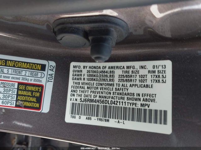 Aukcja sprzedaży 2013 Honda Cr-v Ex, vin: 5J6RM4H56DL042111, numer aukcji: 45991427