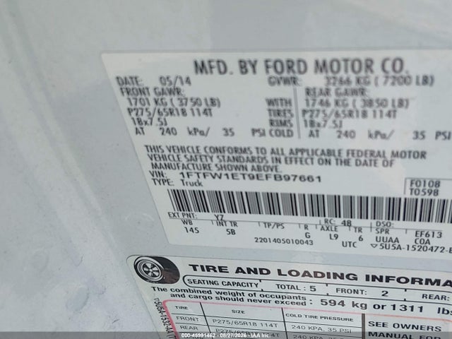 1FTFW1ET9EFB97661 Ford F-150 Fx4