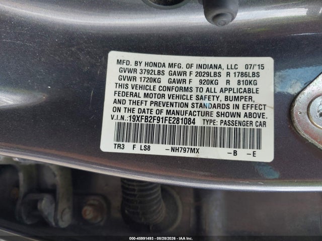 Aukcja sprzedaży 2015 Honda Civic Ex-l, vin: 19XFB2F91FE281084, numer aukcji: 45991493