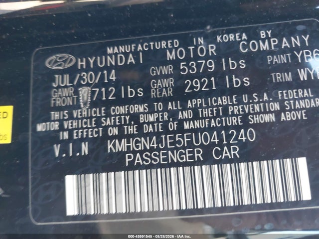 KMHGN4JE5FU041240 Hyundai Genesis 3.8